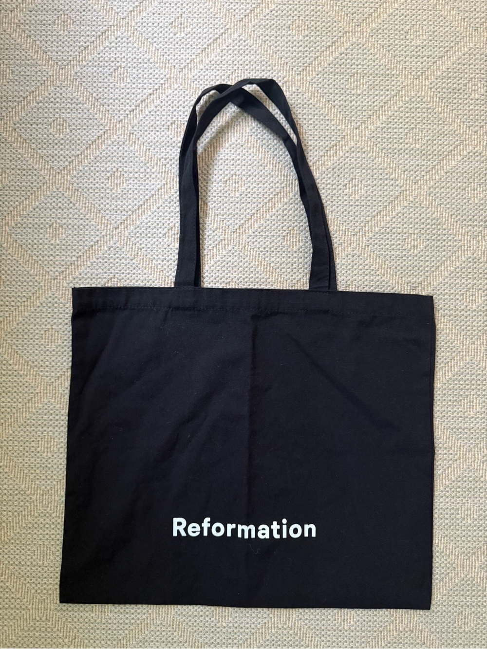 Reformation Black Canvas Tote with White Logo